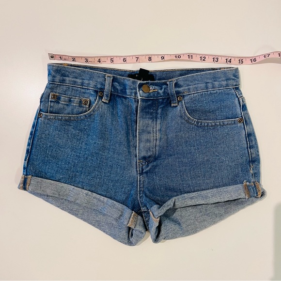 Forever 21 Medium Wash High Waisted Cuffed Denim Jean Shorts - Picture 7 of 9